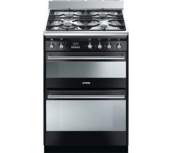 SMEG  Concert 60 Dual Fuel Cooker - Black & Stainless Steel